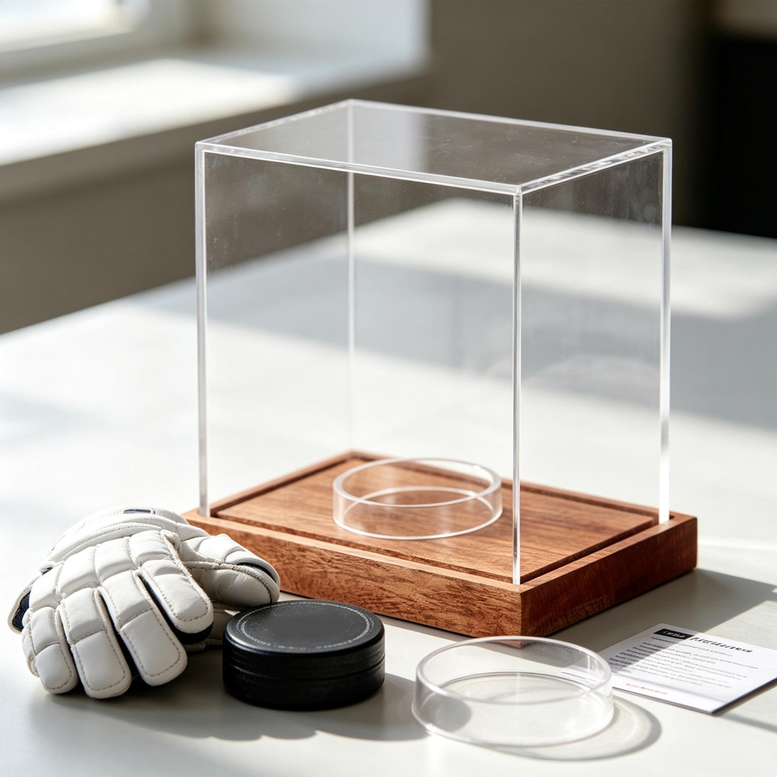 Display Case Acrylic - Vitrine für Hockey-Pucks, transparenter Sammlerständer mit